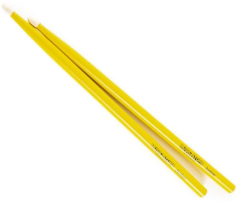 Music Store Drumsticks MSY-Y, 33cm, 1.3cm Durchmesser, Weißbuche, Robuste Konstruktion, Professionelles Spielgefühl, Gelb Lackiert