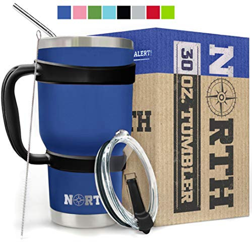 Sensible Needs North Green Stainless Steel Tumbler 5-Piece Set, Vacuum Insulated, Travel Mug for Home, Office, School Â€“ Like Yeti Tumbler for Ice Drink & Hot Beverage 30 oz Royal Blue