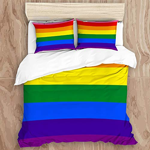 SUGARHE Bettwäsche，Bettwäscheset，Pole LGBT Original 8 Liebesfarben Gay Pride Regenbogen Homosexualität Asexuell Bisexuell Coloured Community，Mikrofaser Bettbezug 200 * 200cm, 2 Kissenbezüge 50 * 80cm