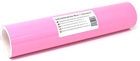 Finest Folia 3m x 31cm Plotterfolie 105 Farben Matt/Glänzend Selbstklebend Bastelfolie zum Plotten Möbelfolie (045 Hellrosa, Matt)