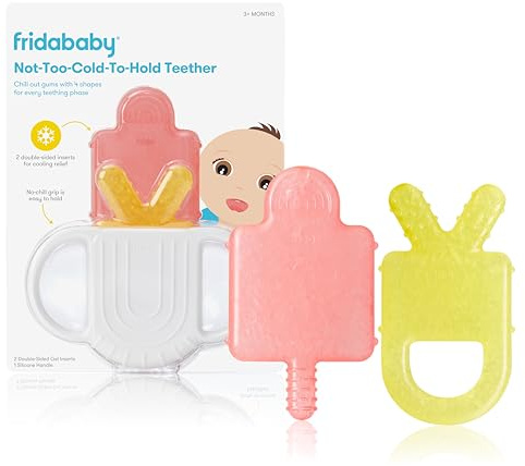 Frida Baby Silicone Teething Toys, 4-in-1 Teether for Babies & Infants, Teething Relief for 0-18 Months, Not-Too-Cold-to-Hold Baby Teether, BPA-Free