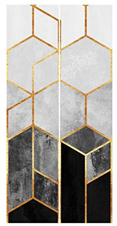 Bilderwelten Schiebegardinen Set Elisabeth Fredriksson Goldene Sechsecke Schwarz Weiß 2 Flächenvorhänge 250 x 120cm Ohne Aufhängung