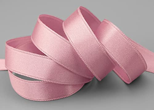 finemark 25 m x 15 mm Satinband ROSA Altrosa (021) doppelseitiges Schleifenband aus Satin ohne Draht weich und glänzend Geschenkband Deko Band Double face Dekoband Dekorieren Basteln