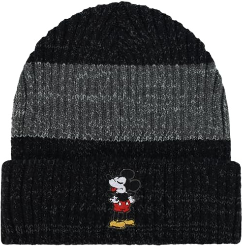 Concept One Unisex Disney Mickey Mouse Bündchen Beanie, schwarz/grau, Einheitsgröße