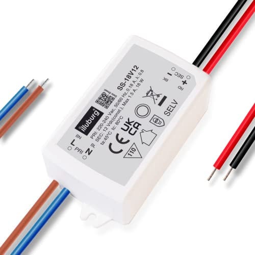 illuburg LED Trafo 12V 18W Flackerfrei für LED Strip G4 GU5,3 LED Netzteil Treiber Transformator Driver Power Supply