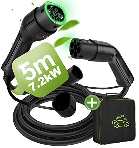 Type 2 Charging Cable 7.2kW 32A Single-phase 5M EV Charger Model 3 EV Charging Cable with Free Carry Bag EV Charger Type 2 Black