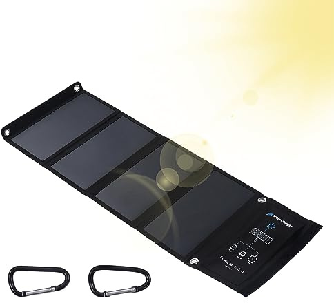 Caricatore solare,DC5 V, 28 W, portatile per telefono solare, impermeabile, ad alta efficienza, batteria esterna per tablet e escursioni, campeggio