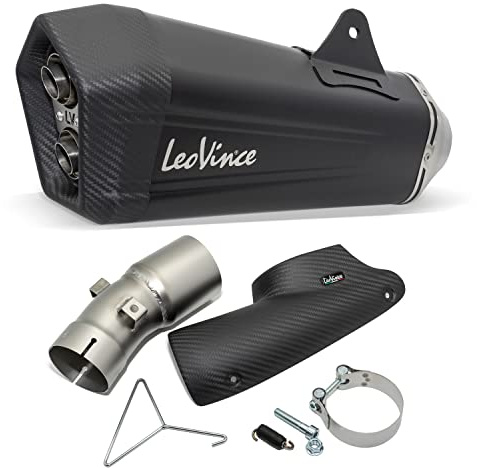 Endschalldämpfer LeoVince SLIP-ON SBK LV-12 Black Edition, Edelstahl schwarz, Carbon Kappe, mit Zulassung für BMW R 1250 R/RS