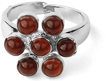 7 Chakra Ring Reiki Energie Heilung Gepunktete Steinperlen Verstellbarer Ring Regenbogen Blume Damen Fingerring Schmuck,Roter Achat