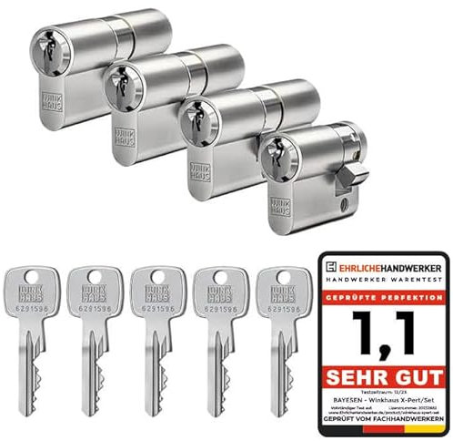 Winkhaus X-pert Profilzylinder, Knaufzylinder, Halbzylinder, Schließsystem Türzylinder Schließzylinder Zylinder Turschloss verschiedene Längen Set (4er Set | 3 Profilzylinder & 1 Halbzylinder)