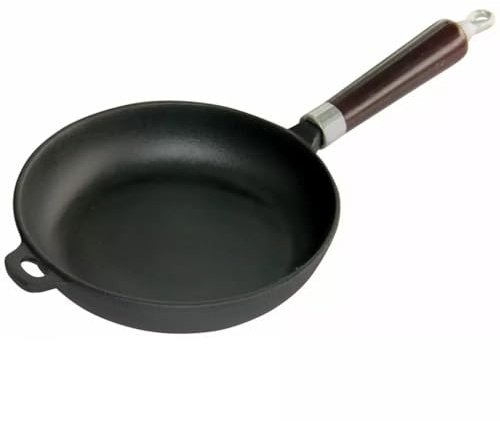 Luckyberg Gusseisepfanne, Pfanne mit abnehmbarem Griff zur praktischen Aufbewahrung | Für alle Herdarten, Grillfpanne mit Griff für gesundes Kochen und Braten. (⌀ 28cm)