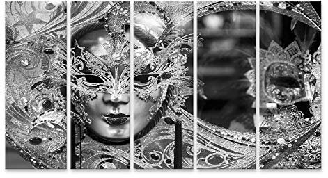 islandburner Bild auf Leinwand Schwarz Weiß Bild Der Traditionelle Karneval Maske In Venedig Italien Wandbild Poster Kunstdruck Bilder