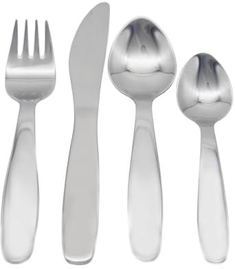 LAUBLUST Kinderbesteck aus Edelstahl - 4-teiliges Besteckset | Baby Geschirrset als Geschenke-Idee | Baby Esslernbesteck | Geschenk für Kinder