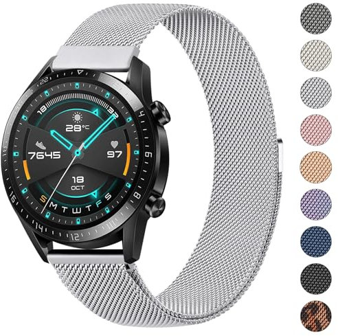 VANCLE Bracelet de rechange pour Huawei Watch GT 4 46 mm / Huawei Watch GT 3 Pro 46 mm / GT 2 46 mm / GT 3 / GT2 Pro/GT 2e/GT Runner Femme Homme 22 mm Bracelet de montre métallique en acier inoxydable