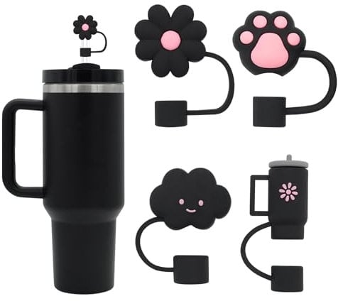 Straw Cover for Stanley Cup, 4Pcs Silicone Straw Topper Compatible with Stanley 30&40 Oz Tumbler, Stanley Cups Accessories (4Pcs-New-A)