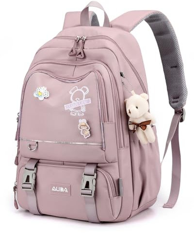 Amythe Schulrucksack Teenager Mädchen Rucksack Schule Groß Girls School Bag Wasserdicht Lässiger Daypack für Grundschule, Sekundarstufe und Universität -Lila