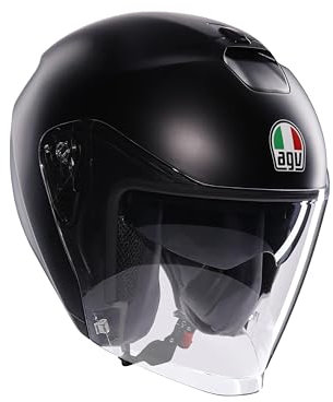 AGV - IRIDES E2206, Casco Moto JetUnisex, Casco Moto Open Face con Visiera Antigraffio e Protezione UV, Matt Black, M
