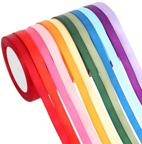 Geschenkband 12 Farben Satinband 10mm×23m Schleifenband Seidenband Stoffband Satinbänder Bunt Für DIY Handwerk Ribbon Dekoband Zum Basteln Geschenkverpackung Geburtstag Blumenstrauß Party Deko