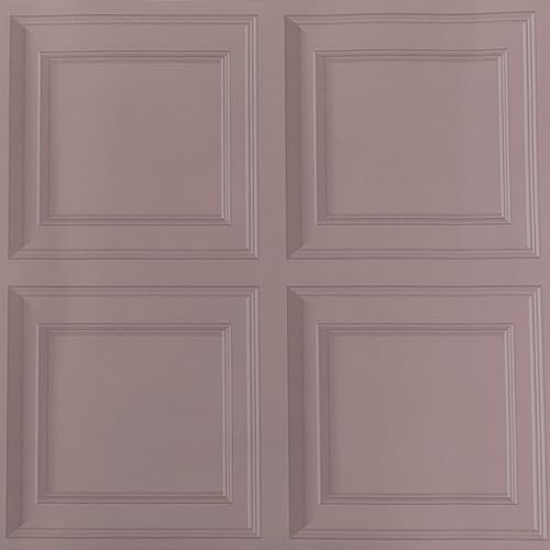 Beswitory 3D Effect Panel Wallpaper Wood Panelling Wallpaper Wall Paneled Wallpapers Textured Retro Embossed Tartan Wallpapers Neutral Art Deco for Living Room Feature Wall Bedroom Ceilings