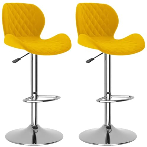 vidaXL Barhocker 2 STK. Senfgelb Samt
