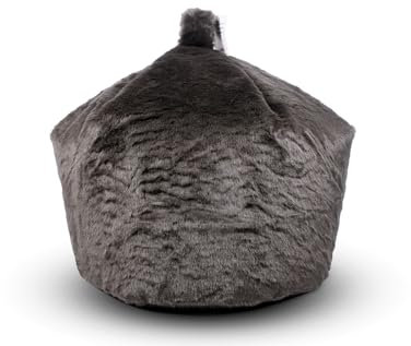 Littens Charcoal Grey Plush Faux Fur Bean Bag, Cosy Plush Chair Seat for Living Room, Bedroom, Children, 60cm x 60cm x 60cm