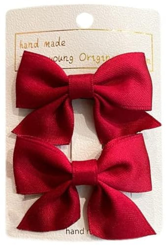 1 Paio Mollette Capelli con Fiocco in Gros-grain Accessori per Capelli Moda Ragazze Accessori per Capelli Donne Natale Matrimonio Compleanno (Rosso)