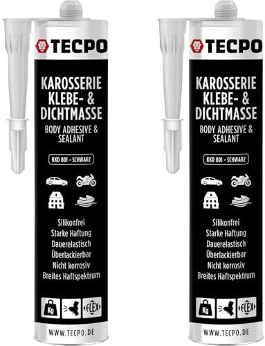 TECPO Karosseriekleber 370g Karosserie Kleber und Dichtmasse Klebstoff Dichtmittel silikonfrei dauerelastisch überlackierbar (2x 370 g)