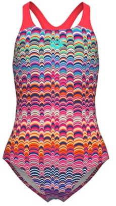 Arena Mädchen Performance Girls' Ondulation Swim Pro Back Swimsuit Kids' One Piece Bathing Suit Badeanzug, Mehrviolett/helles Korallenrot, 30