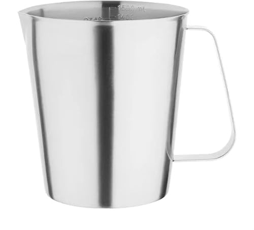Vogue Stainless Steel Measuring Jug - 1.5Ltr | Heavy-duty rust-resistant construction with interior volume markings and a sturdy handle for precise commercial food prep.