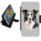 Border Collie dog phone case wallet For Apple iPhone/For Samsung Galaxy For Google Pixel Silicone rubber holder flip case, PU leather back panel, card slots. protective Phone cover Black