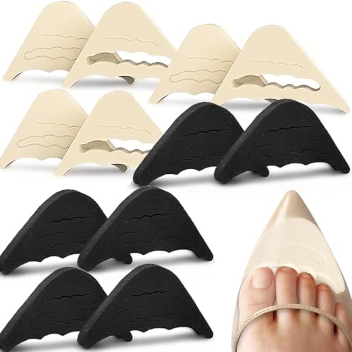 AFCJLTO 6 Paar Schuhfüller Schuhpads Zehen Einlegesohlen Vorfuß/Zehen Einlegesohlen Schmerzlinderung Polster für zu große Schuhe (Schwarz & Fleischfarbig)