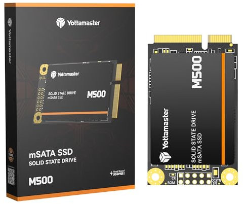Yottamaster M500 128GB mSATA SSD SATA III 6Gb/s, mSATA Interne Solid State Drive mit bis zu 500MB/s, Mini-SATA mit 3D NAND, Kompatibel mit Ultrabooks, Desktop-PCs, Laptops, All-in-One-PCs, 30x50mm