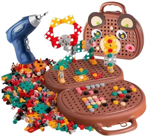 212 Piezas Toyadores para niños pequeños y Juguetes de Tornillo Montessori Juguetes Montessori con Taladro portátil 2D/3D Taladro para niños pequeños para chispas de Creatividad y Aprendizaje pr