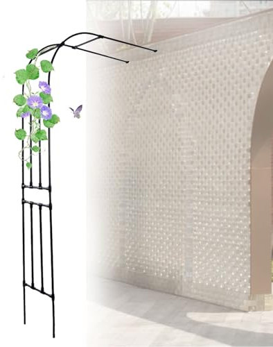 DMMFTERL Rosenbogen aus Metall, halber Gartenbogen, Spalier, 60 x 240 cm, 120 x 240 cm, 180 x 240 cm, 240 x 240 cm, langlebige Metallbögen, Stützgestell für Rosenlauben und Ranken (G