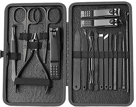 Juego de cortaúñas para manicura, lima afilada, cuchara, uñas de los pies, 18 piezas