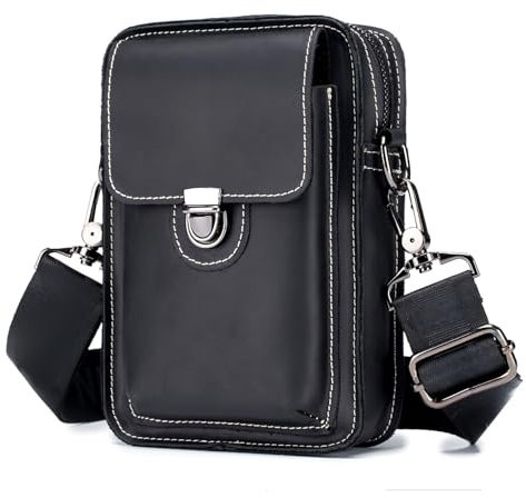 WeeDee Kleine Leder Waist Bag Gürteltasche Modische Bauchtasche für Herren & Damen, Wasserfeste Crossbody Umhängetasche Taillentasche für Sportcamping Wanderreisen