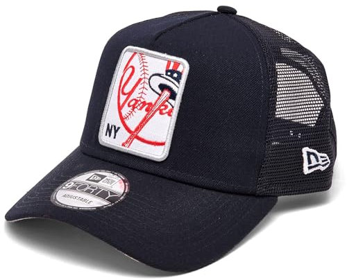 New Era NY New York Yankees 9FORTY Patch Trucker Snapback Cap Adjustable Hat Blue, Blau, Einheitsgröße