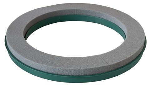 Trocken Steckschaum Kranz 40cm mit ringförmiger Plastikunterlage - für Profi Floristen & Hobby Bastler - Steckschwamm Ring für Trockenblumen & Kunstblumen - Floristik Zubehör & Floristikbedarf