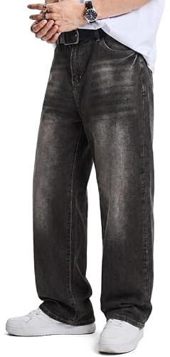 JMIERR Herren Baggy Jeans Y2K Jeanshose Denim Streetwear | Loose Fit Jeanspants,Weite Beine Hip Hop Lange Hose,Straight,Vier Jahreszeiten,Skateboard,Freizeit und Alltag