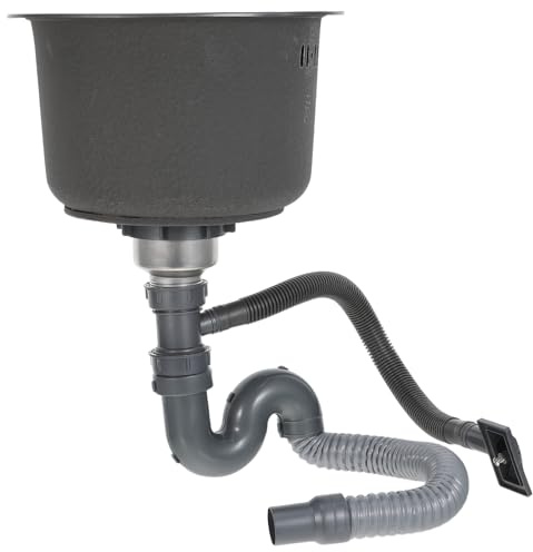 JUMPLAWN Fregadero Mini de Acero Inoxidable Redondo con Kit de Desagüe y Doble Instalación para Cocina Camper o Exterior, Fácil de Limpiar y Resistente
