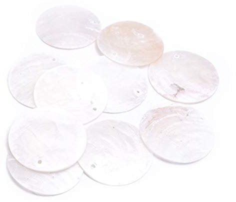 Vintageparts Capiz Muschelscheiben in cremeweiß 30mm 10 Stück zum Schmuck selber machen