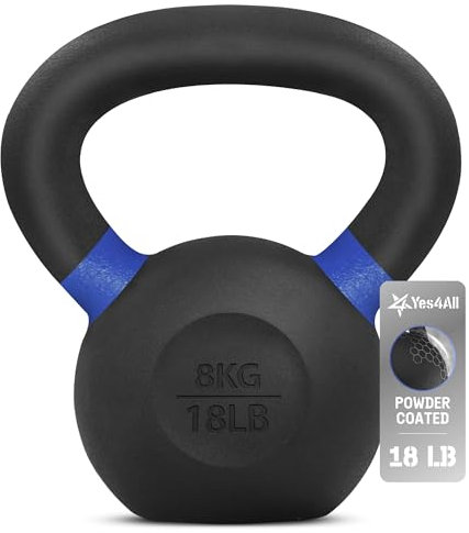 Yes4All WTGA Pulverbeschichtetes Kettlebell aus Gusseisen, 8 kg, dunkelblau