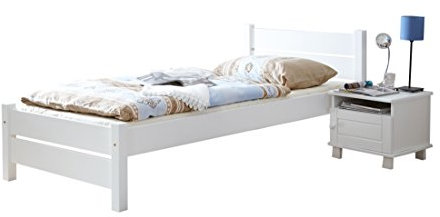 Einzelbett Bora Massivholz Kiefer Weiss 90 x 200 cm