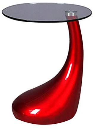 Runde Glas kleine Couchtisch Wohnzimmer Schlafzimmer Studie Persönlichkeit Ecktisch rot