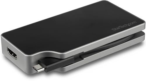 StarTech.com USB C Multiport Video Adapter - 4K 60Hz UHD Portable 5-in-1 USB Type C to HDMI 2.0, Mini DisplayPort, VGA or DVI (1080p) - 95W PD Passthrough - Cable Management - Aluminum (CDPVDHMDPDP)