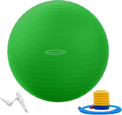 BalanceFrom Anti-Burst Slip Resistant Exercise Ball - Yoga & Fitness Birthing Ball with Quick Pump, 2,000-Pound Capacity (48-55cm, M, Green)