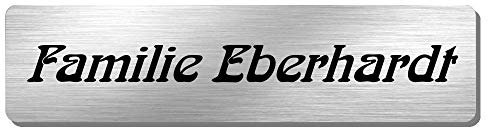 Edelstahl Klingelschild Briefkastenschild Namensschild mit individueller Laser-Gravur in vielen Schriftarten, Größe ca. 100 mm x 25 mm * Modell Eberhardt