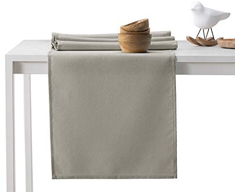 AmeliaHome Tischläufer 30x80 cm Lotuseffekt Wasserabweisend glänzend Cappuccino Empire