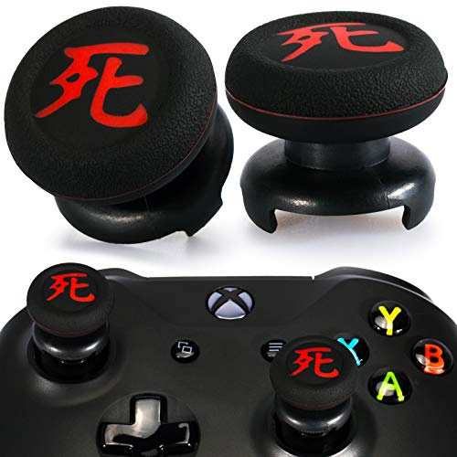 Playrealm FPS Thumbstick Extender & Printing Rubber Silicone Grip Cover 2 Sets for Xbox Series X/S & Xbox One Controller (Death of KANJI)