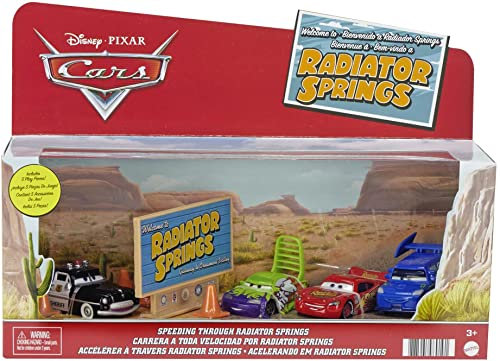 Mattel Disney und Pixar's Cars Speeding Through Radiator Springs Die-Cast Cars 4er Pack, GYD54
